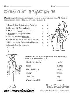 Common and Proper Nouns Worksheet 2