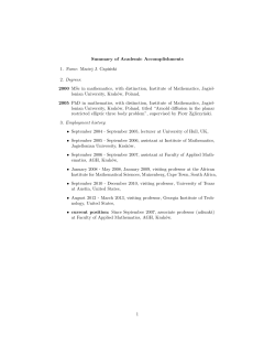Summary of Academic Accomplishments 1. Name: Maciej J