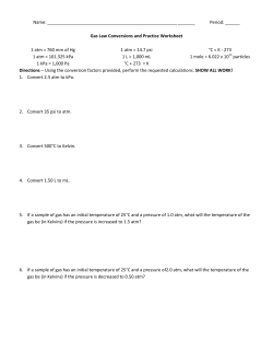 Gas Law Conversions and Practice Worksheet