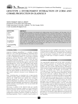 Genotype &times; environment interaction of corm and