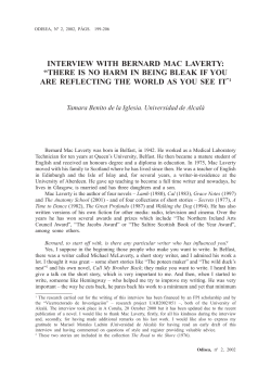 INTERVIEW WITH BERNARD MAC LAVERTY: “THERE IS NO