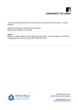 Foucault on the `question of the author`