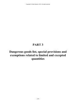 PART 3 Dangerous goods list, special provisions and