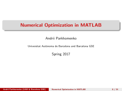 Numerical Optimization in MATLAB