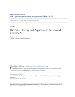 Hierocles: Theory and Argument in the Second Century AD