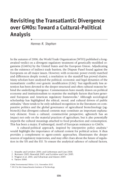 Revisiting the Transatlantic Divergence over GMOs: Toward a