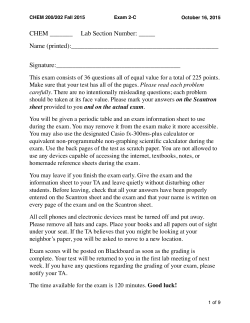Exam 2-C Answers - San Diego Chemistry Tutor