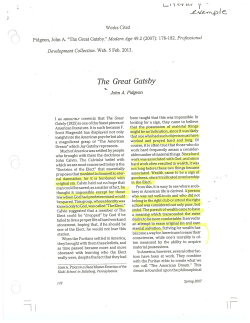 John Pidgeon`s literary criticism on The Great Gatsby