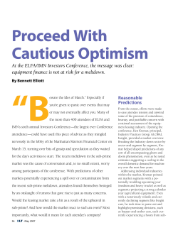 Proceed With Cautious Optimism - Equipment Leasing and Finance
