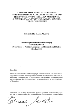 A COMPARATIVE ANALYSIS OF WOMEN`S AUTOBIOGRAPHICAL