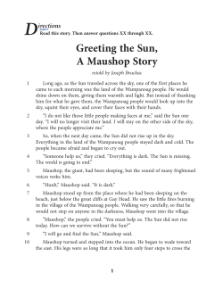 Greeting the Sun, A Maushop Story