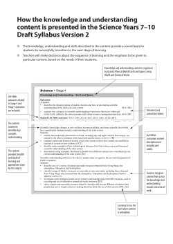 Science Years 7–10: Knowledge and