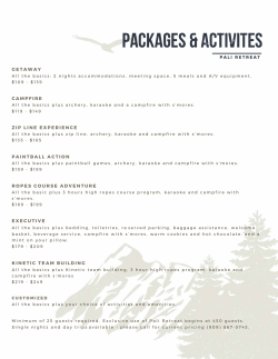 List of Retreat Packages (Call for current pricing)