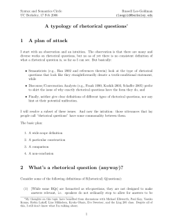 A typology of rhetorical questions 1 A plan of attack 2 What`s