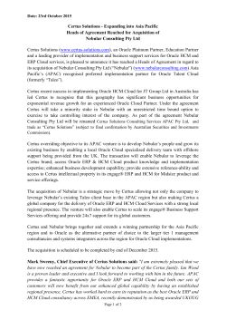 Certus Solutions - Expanding into Asia Pacific Heads of Agreement