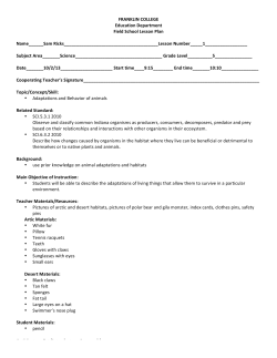 FRANKLIN COLLEGE Education Department