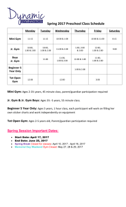 Spring 2017 Preschool Class Schedule