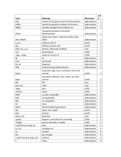 Term Meaning Word part set # CDC Centers for Disease Control