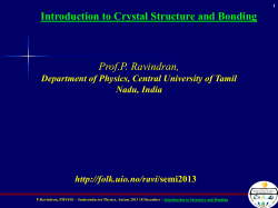 Prof.P. Ravindran, Introduction to Crystal Structure and Bonding