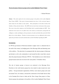The Role of Non-governmental Organisations and Pressure groups