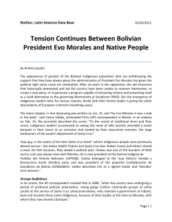 Tension Continues Between Bolivian President Evo Morales and