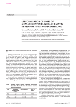 Uniformisation of Units of measUrement in clinical chemistry in