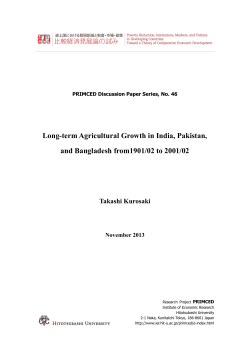 Long-term Agricultural Growth in India, Pakistan, and Bangladesh