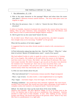 THE TORTILLA CURTAIN- T.C. Boyle I. Key information : (l. 1