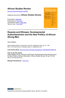 Rwanda and Ethiopia: Developmental Authoritarianism and the New