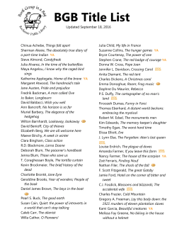 Contents List for ANGELA`S ASHES