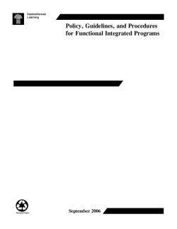 Policy, Guidelines, and Procedures for Functional Integrated Programs