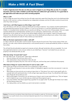 Make a Will: A Fact Sheet