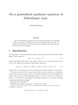 On a generalized nonlinear equation of Schr&ouml;dinger type.