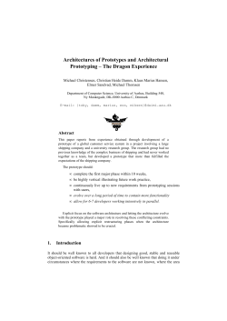 Architectures of Prototypes and Architectural Prototyping