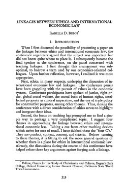 Linkages Between Ethics and International Economic Law