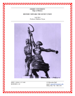 EMORY UNIVERSITY Dept. of History HISTORY 320W