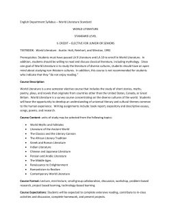 English Department Syllabus &ndash; World Literature Standard WORLD