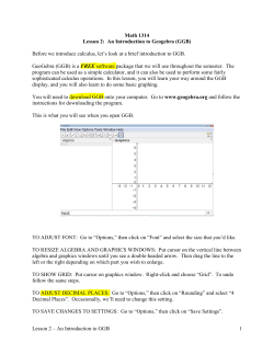 Lesson 2 &ndash; An Introduction to GGB 1 Math 1314 Lesson 2: An