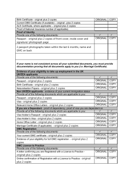 Passport - original plus 2 copies of front cover, inside cover and