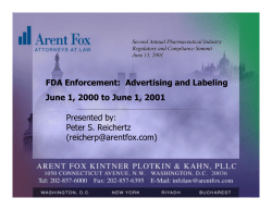 FDA Enforcement: Advertising and Labeling June 1, 2000 to June 1