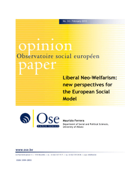 Liberal Neo-Welfarism: new perspectives for the European Social
