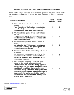 INFORMATIVE SPEECH EVALUATION ASSIGNMENT ANSWER