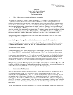 September 13 - North Pacific Research Board