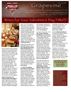 February 2015 Newsletter Wines for Valentine`s Day for Mark