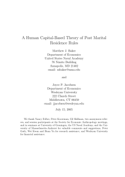 A Human Capital-Based Theory of Post Marital Residence