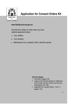 Consent Orders Kit - Family Court of Western Australia