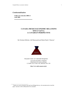 Continentalisation CANADA-MEXICO ECONOMIC RELATIONS