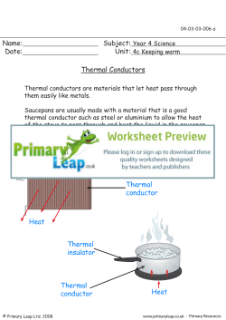 Thermal conductors - Primary Leap Worksheets.
