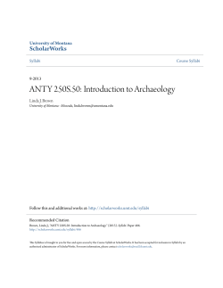 ANTY 250S.50: Introduction to Archaeology