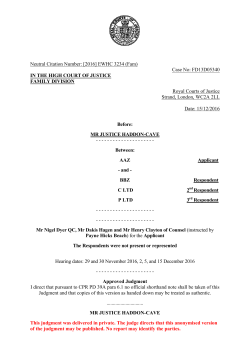 AAZ v BBZ 2016 EWHC 3234 (Fam) - Courts and Tribunals Judiciary